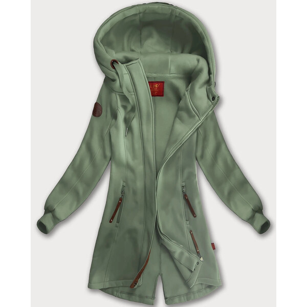 LHD Šedo-zelená dlhá dámska mikina s kapucňou (AMG-675/2) 65446945