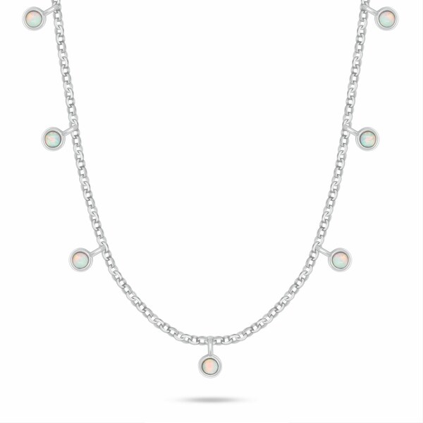 Brilio Silver Hravý strieborný náhrdelník s bielymi syntetickými 66588211