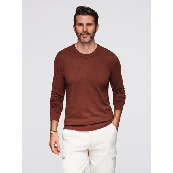 Ombre Clothing Jedinečný gaštanový pánsky sveter V4 SWSW-0183 65316258