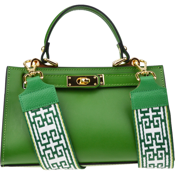 Zelená kožená talianska kabelka Anita Verde s prídavným pruhom 65317794