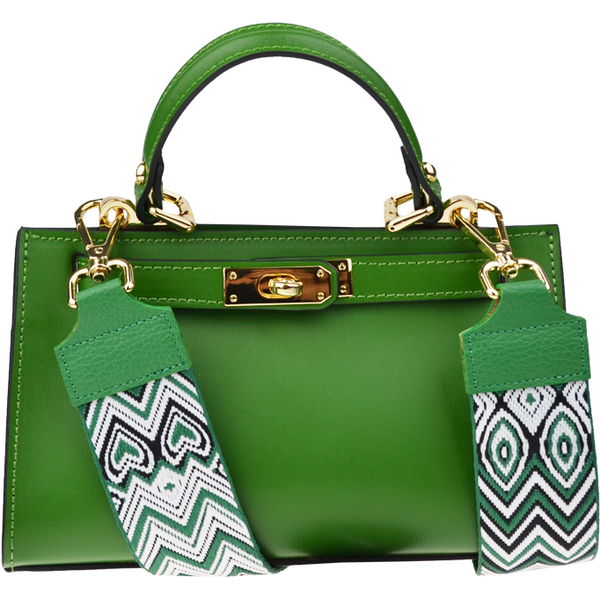 Zelená kožená talianska kabelka Anita Verde s prídavným pruhom V 65317798