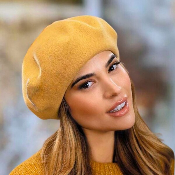 TONAK Žltý baret FLORA 100% vlna WOOLMARK W-baret/637 (M) 65318481