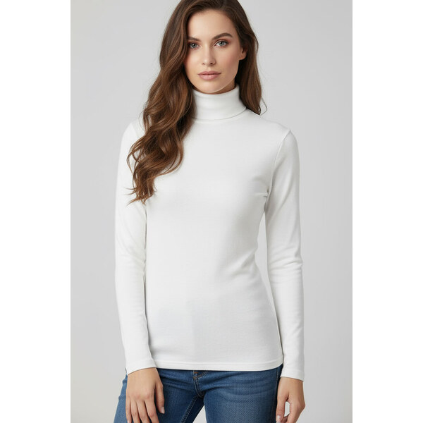 Glara Dámsky bavlnený rolák s dlhými rukávmi 27386564