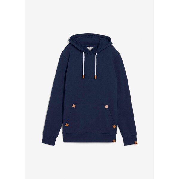 bonprix Mikina s kapucňou s koženkovými detailmi, farba modrá 65262726