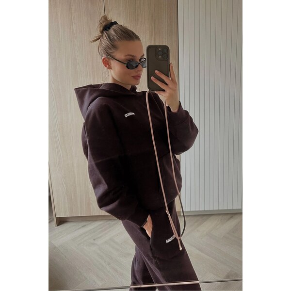 Mosquito Dámska tepláková mikina s kapucňou Pure Dark Chocolate hnedá, 65319834