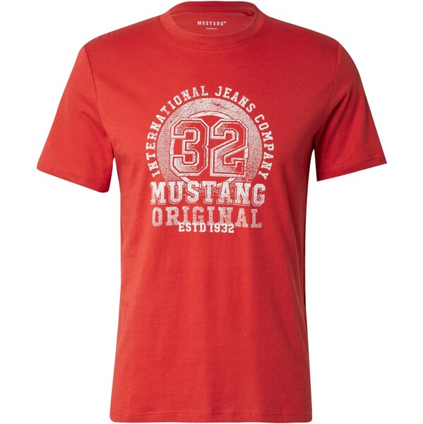MUSTANG Tričko Austin neónovo červená / biela 65323790