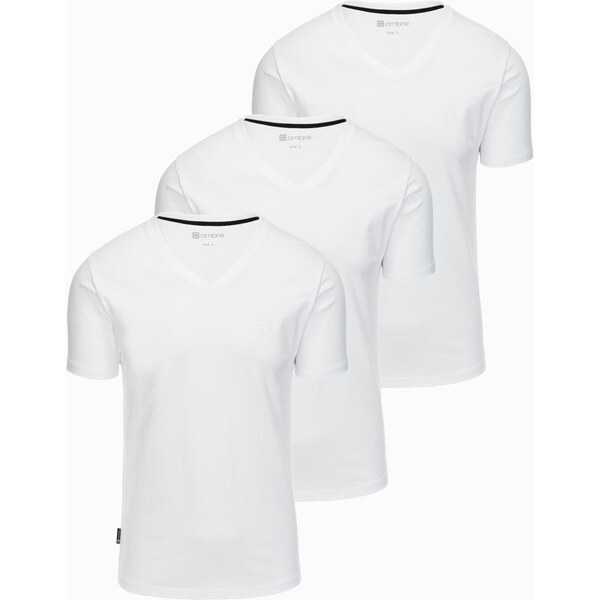 Ombre Set of shirts with V neckline and elastane and subtle logo 3 65390680