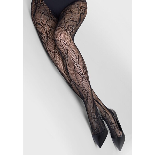 Sieťované pančuchy s kvetinovým motívom CHARLY F08 Marilyn 65420656