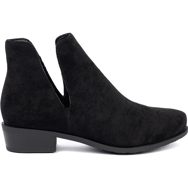 BASIC Čierne dámske nízke čižmy s výrezmi, podpätok 3 cm NS560P-B 65351100