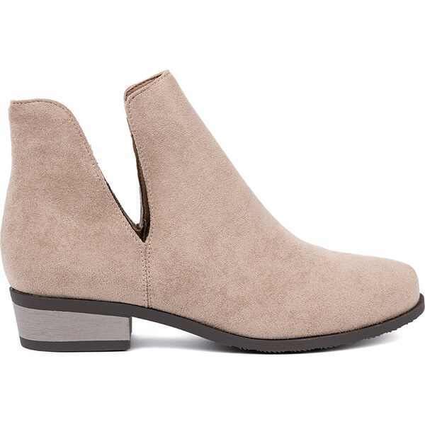 BASIC Béžové dámske nízke čižmy s výrezmi, podpätok 3 cm NS560P-TA 65351101