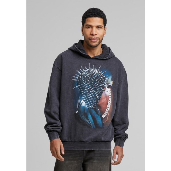 Mister Tee Thorned Mask Oversize Hoody Black with Acid Wash 50685973