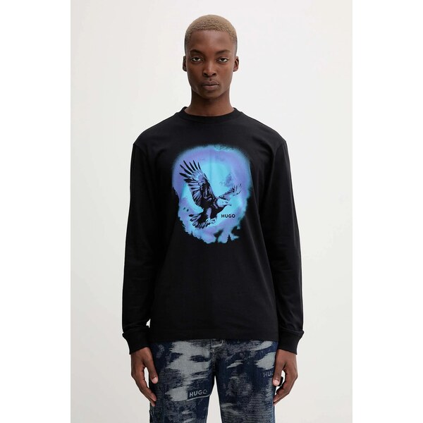 Bavlnené tričko s dlhým rukávom Hugo Blue Nagtox 65376925