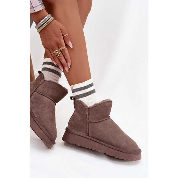 Snežná obuv z prírodného semišu s kožušinkou Vinceza 65390701