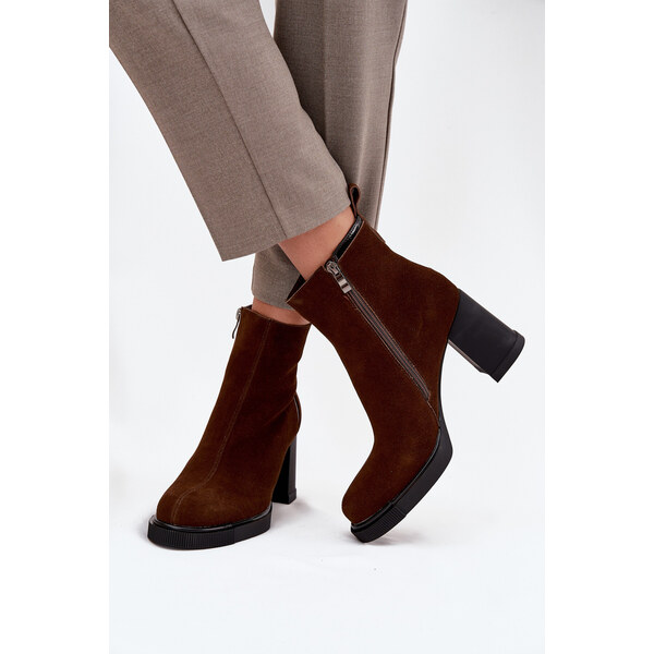 Dámske čižmy z prírodného semišu na opätku Vinceza 65389474