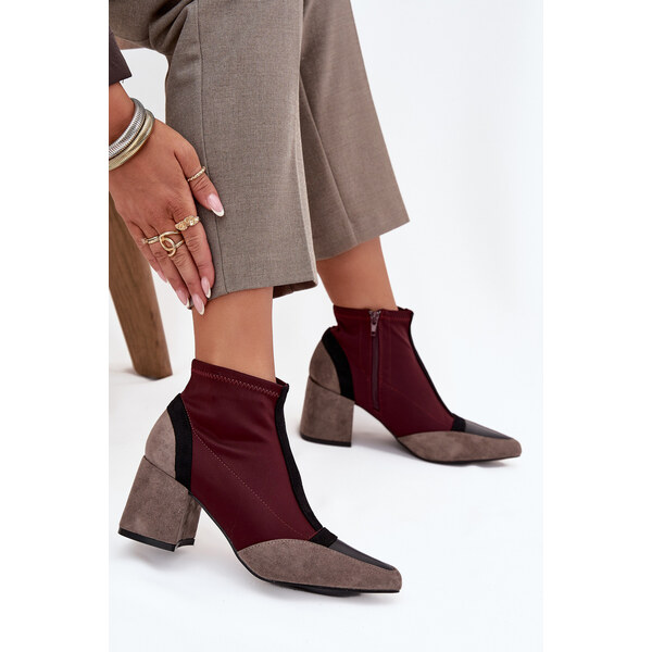 Boto Dámske čižmy na hrubom podpätku na zips Bordeaux Delvane 65389469