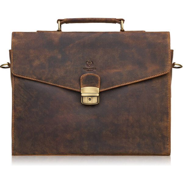Paolo Peruzzi Pánska kožená aktovka s kľúčom, vintage | hnedá T-146 65363770