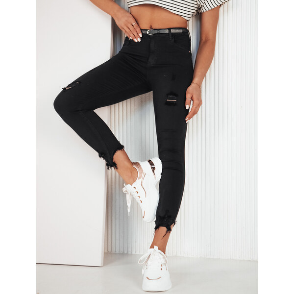 BASIC Čierne skinny džínsy s odreninami FAROL UY1906 49401369