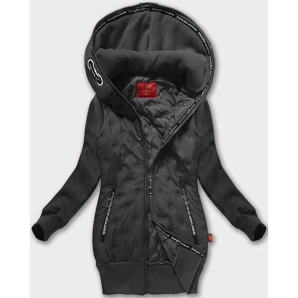 Dámska bunda s kapucňou v grafitovej farbe LHD (AMG-162A) 66084993