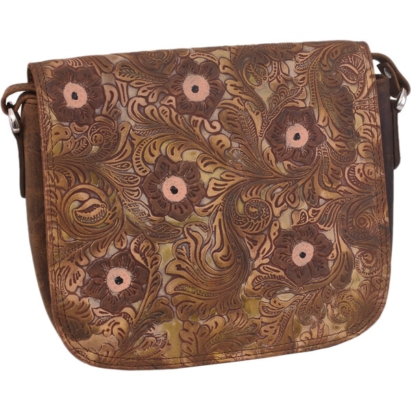 Mercucio Dámska kožená crossbody kabelka tmavohnedá 450112 66067020