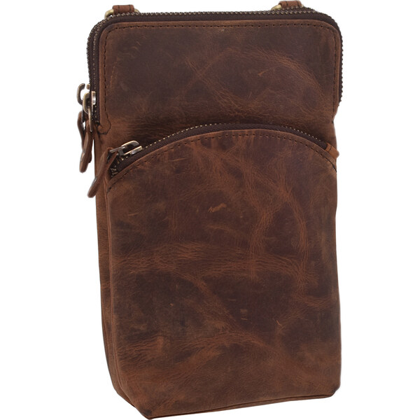 Mercucio Dámska kožená crossbody kabelka tmavý tan 2511538 66067045