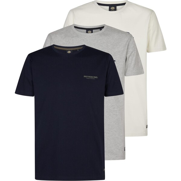 Petrol Industries Tričko Smoky Hill béžová / sivá melírovaná / čierna 65660125