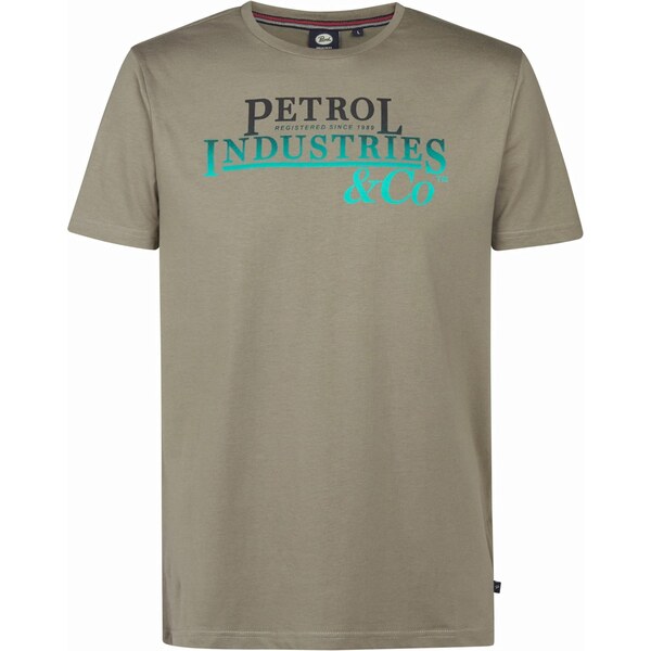 Petrol Industries Tričko Classic kamenná / svetlozelená / tmavozelená 65663995