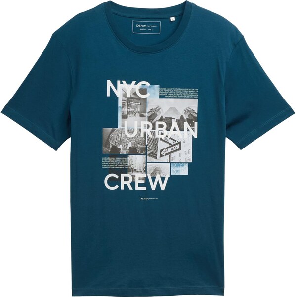 TOM TAILOR DENIM Tričko sivá / tmavosivá / petrolejová / biela 65365523