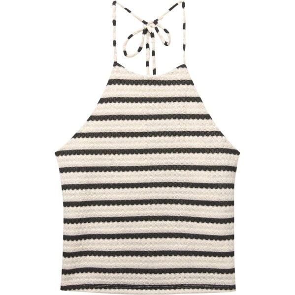 Pull&Bear Vyšívaný top čierna / prírodná biela 65886861