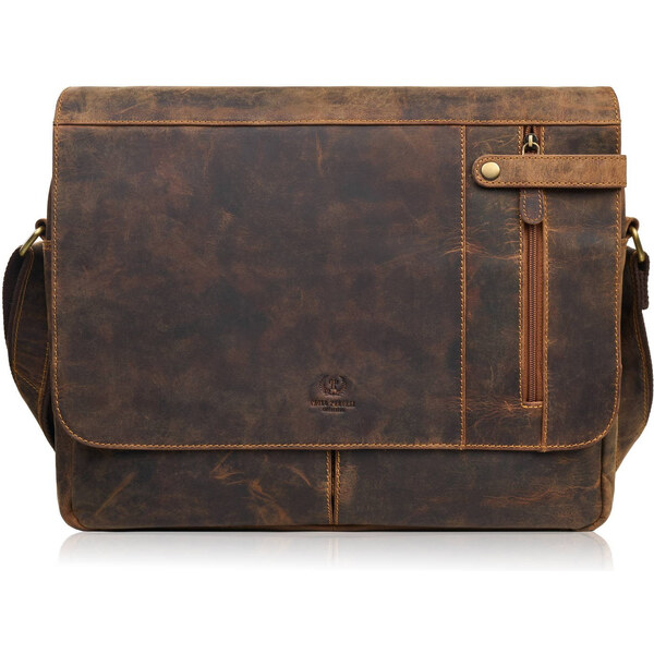 Paolo Peruzzi Pánska kožená vintage taška na notebook | hnedá T-148 65370877