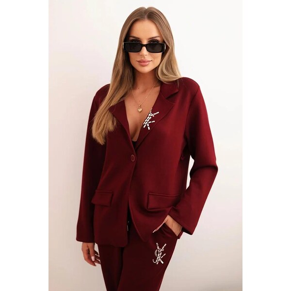 MladaModa Elegantný športový komplet saka a teplákov s aplikáciou 65780926