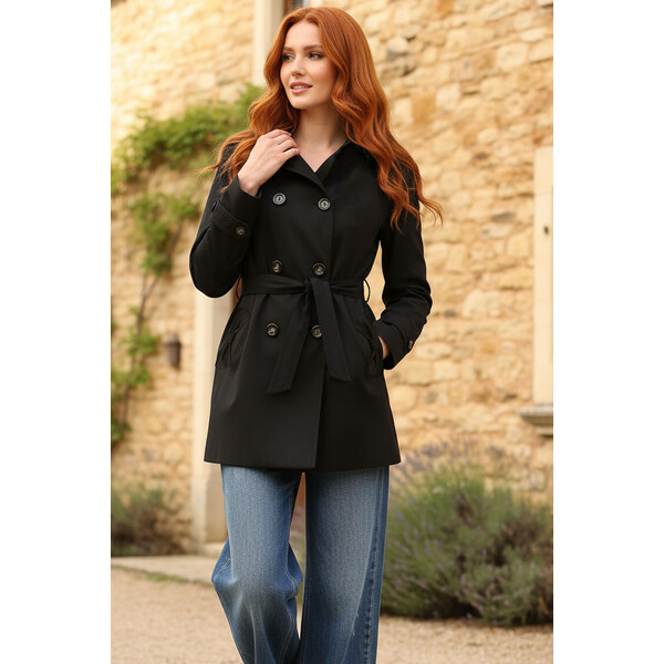 Glara Jarný/jesenný dámsky trenčkot aj pre plnoštíhle 13402331