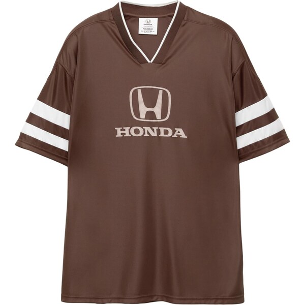 Pull&Bear Tričko HONDA FÚTBOL hnedá / svetlohnedá / biela 65475325