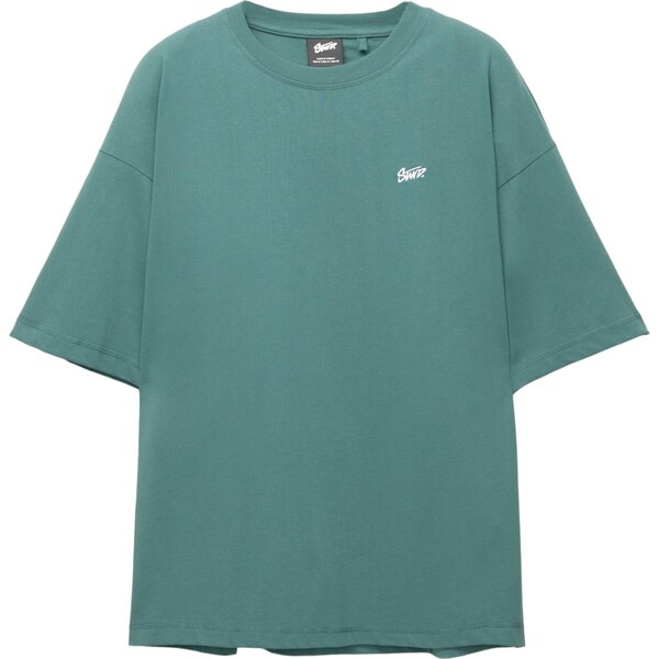 Pull&Bear Tričko STWD smaragdová / biela 65475328