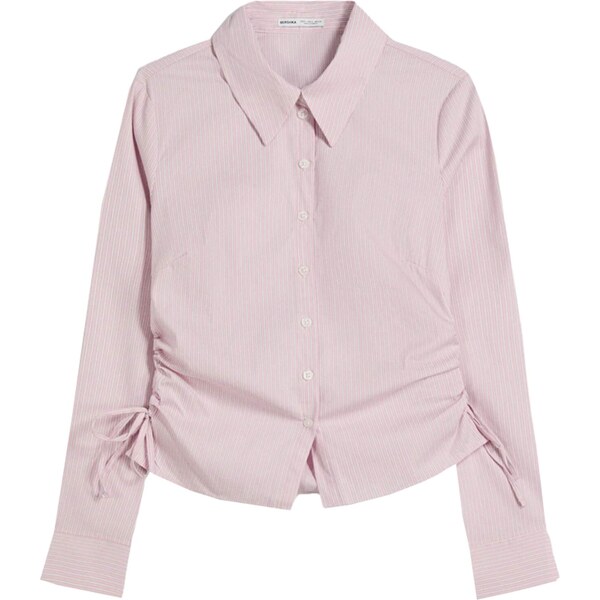 Bershka Blúzka svetlosivá / svetloružová / biela 65635690