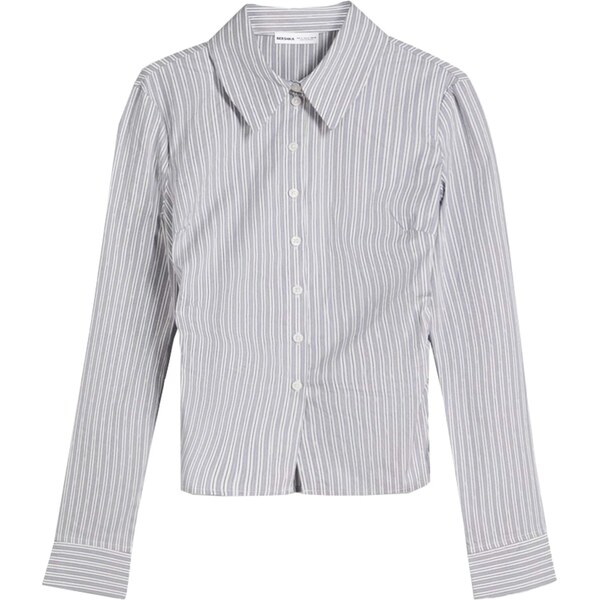 Bershka Blúzka sivá / biela 65635691