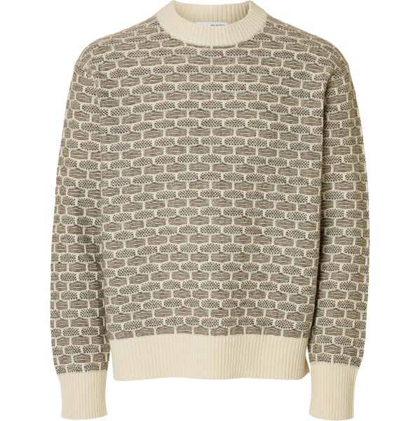 SELECTED Sveter SLHKeith béžová / čierna 66009131