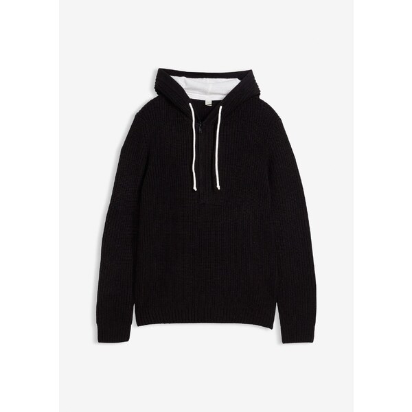 bonprix Pulóver s kapucňou, farba čierna 45535552