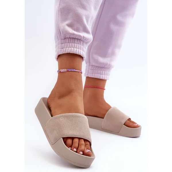 Big Star Shoes Dámske semišové šľapky Big Star Beige 65445077