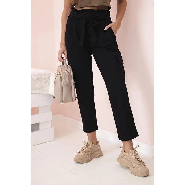 K-Fashion Dámske cargo nohavice s vysokým pásom čierne 65720139