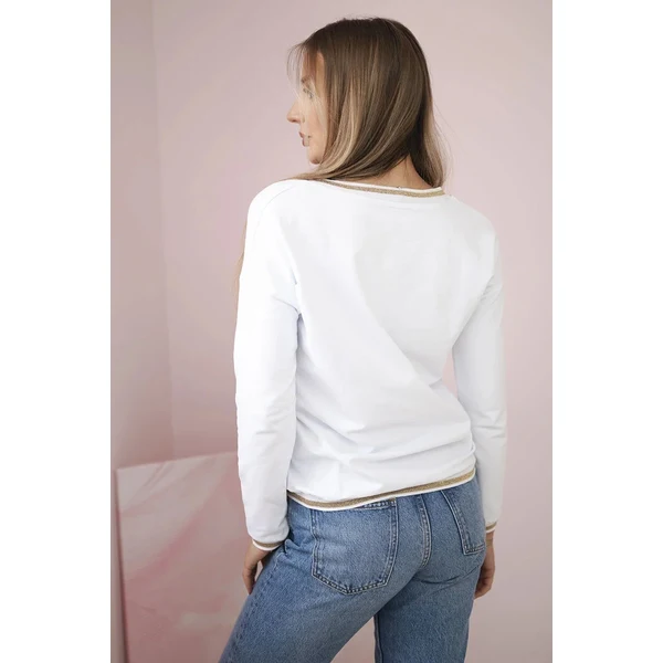 K-Fashion Dámska mikina s kapucňou s flitrovým nápisom biela 65720175