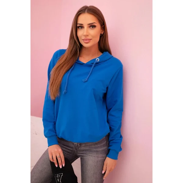 K-Fashion Dámska bavlnená mikina s kapucňou a vreckami v striebornej 65553063