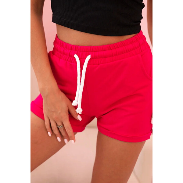 K-Fashion Dámske bavlnené šortky s elastickým pásom a šnurovaním 65721822