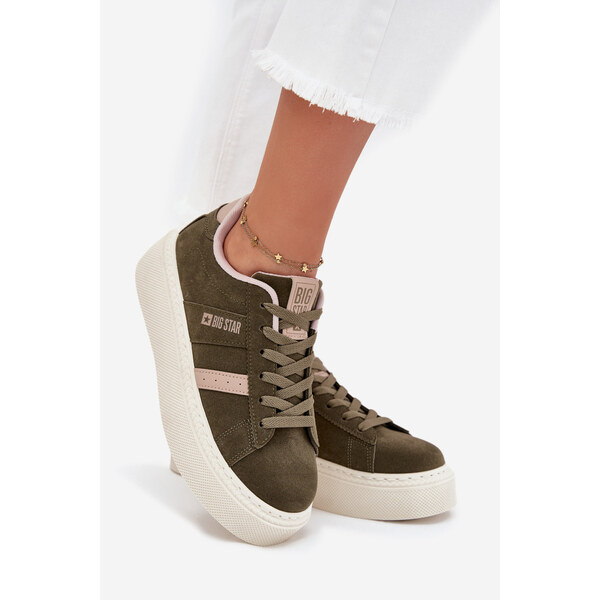 Big Star Shoes Dámske tenisky na platforme Big Star - zelené 65785847