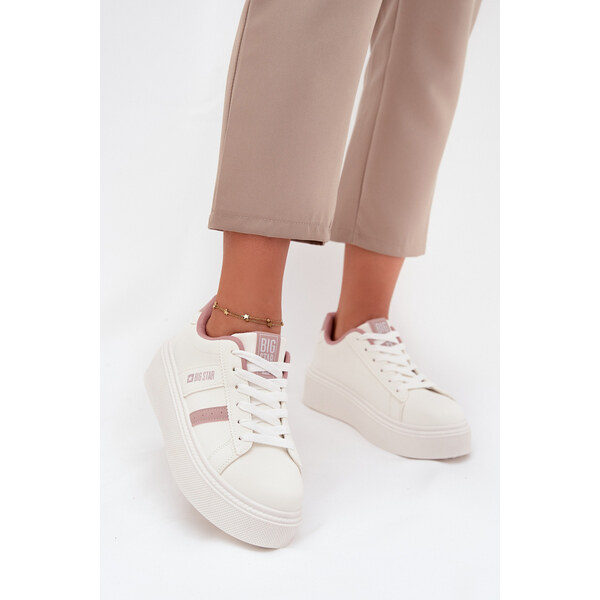 Big Star Shoes Sneakersy Damskie Na Platformie Big Star SS274346 Białe 66663607
