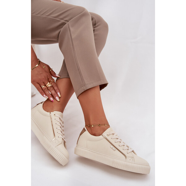 Big Star Shoes Dámske kožené tenisky ECO Big Star - béžová/zlatá 65785853