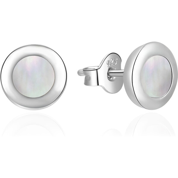 Agato Nežné strieborné náušnice Kruh s perleťou AGT-E217P 66581120