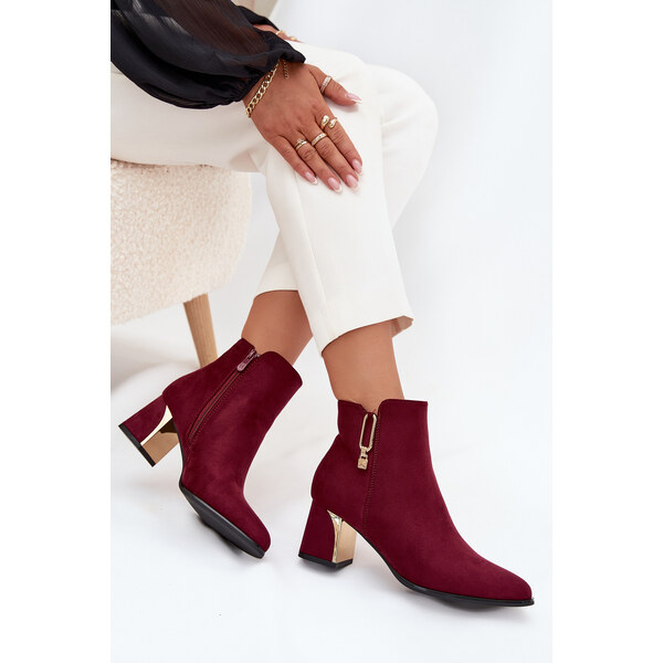 Boto Dámske čižmy na opätku so zlatými detailami Bordeaux Kalivra 65419170