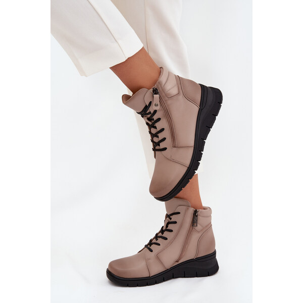 Kožené dámske členkové topánky na platforme s izoláciou Vinceza 65419168