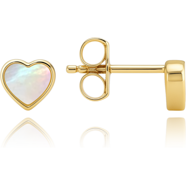 OLIVIE MINET Zlaté náušnice drobné srdiečka s bielym opálom Au 585 65543331