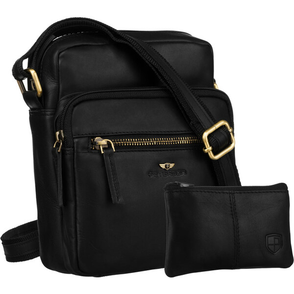 Pánska kožená crossbody taška Peterson v čiernej farbe + puzdro na 65387072